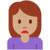 Twitter里的女人皱眉：中等肤色emoji表情