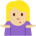 Twitter里的女人耸肩：中等浅肤色emoji表情