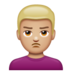 WhatsApp里的男士撅嘴：中等浅肤色emoji表情